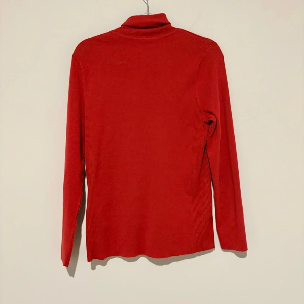 Chico’s ribbed trim turtleneck sweater‎ orange red size 2